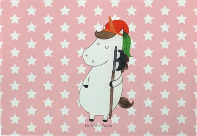 Produktbild von Mr. & Mrs. Panda Vesperplatte Einhorn Junge - Rot Pastell - Geschenk, Hackbrett, Frühstücksbrett, Unicorn, Mittelalter, Glas Schneideplatte, Schneidebrett, Einhörner