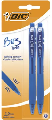 Zdjęcie produktu dla BIC BU3 Grip długopis automatyczny niebieski blister 2 sztuki