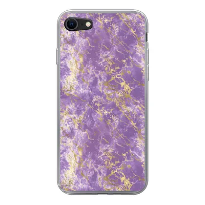 Produktbild von MuchoWow® Handyhülle Schutzhülle Hülle für iPhone SE 2022 Marmor - Lila - Gold - Muster Silikon Softcase Handy Hülle - Schutzhülle
