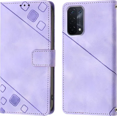 Produktbild von Hülle für OPPO A54 5G/A74 5G/A93 5G Prägung Flip Leder Brieftasche Schutzhülle mit Ständer Lila
