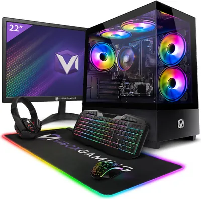 Produktbild von Vibox I-96 Gaming PC Set Komplett - Monitor 24 Zoll - AMD Ryzen 3 3200G 4,0 GHz - Radeon Vega 8 - 8 GB RAM - 480 GB SSD - Linux OS - WiFi