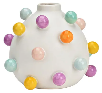 Produktbild von Wurm Blumenvase - weis mit Tupfen - Keramik - 17 x 17 x 15 cm - Vase