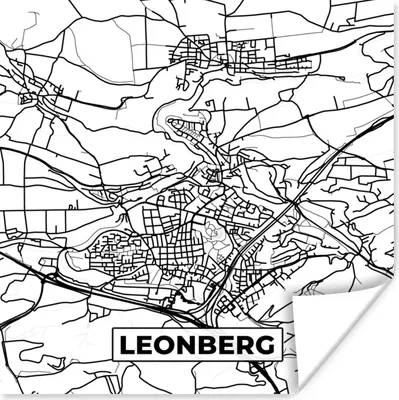 Produktbild von MuchoWow® Poster Karte - Leonberg - Karte - Stadtplan 50x50 cm - Wohnzimmerdekoration
