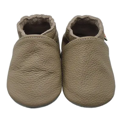 Produktbild von YALION® Baby Krabbelschuhe aus Echtleder, weiche Lauflernschuhe für Mädchen & Jungen, rutschfeste Ledersohle, hellbraun, Größe XXL (2-3 Jahre)