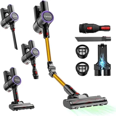 Image de Aspirateur balai sans fil avec moteur de 500W, autonomie de 45 minutes, tuyau rétractable et support mural
