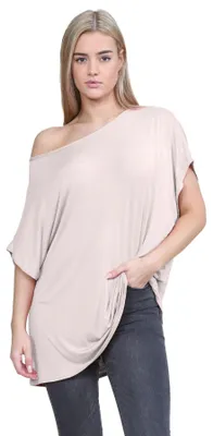 Productafbeelding van Janisramone, dames, nieuwe collectie: top met wijde mouwen, model "batwing", halterneck en losse pasvorm