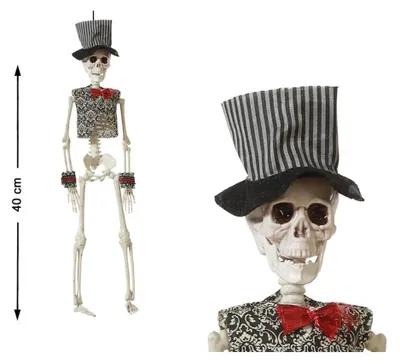 Productafbeelding van Halloween-decoratie: Skelet van de bruidegom, 40 cm, wit en zwart