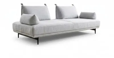 Produktbild von KAWOLA Sofa CANE Schlafsofa Daybed mit 2 Armlehnkissen Stoff grau