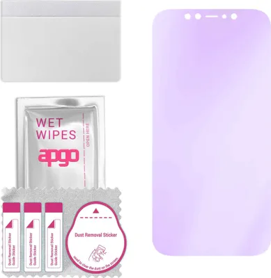 Produktbild von apgo Hybrid Schutzglas, kompatibel mit Apple iPhone 12, Anti-Blue, 9H Härte, toller Ersatz für Hartglas, kratzfester Displayschutzglas, Displayschutz, Full Glue