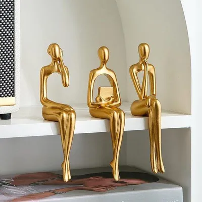 Image de Pièces forgées, 3 pièces, art abstrait moderne, esthétique, couleur pierre, décoration de salon