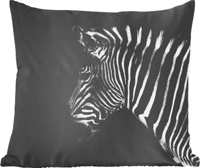 Produktbild von MuchoWow® Zierkissen Sofakissen Wohnzimmer Dekokissen 40x40 cm Zebra - Wilde Tiere - Schwarz - Foto Kissen - Schlafzimmer Dekoration