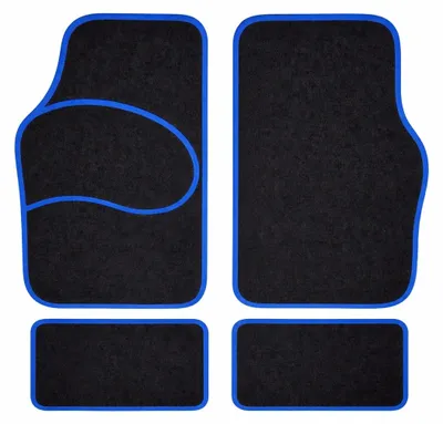 Immagine prodotto di Carguard - Set di tappetini universali per auto - Blu/Nero - 4 pezzi, universali per auto - Tessuto