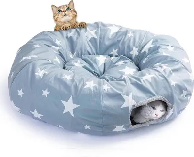 Immagine prodotto di Tunnel circolare per gatti con lettino morbido a due scomparti