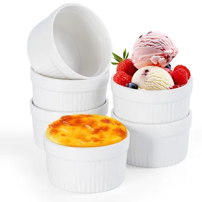 Immagine prodotto di Set di 6 contenitori per crème brûlée, capacità 200 ml, in Vetroceramica, colore bianco