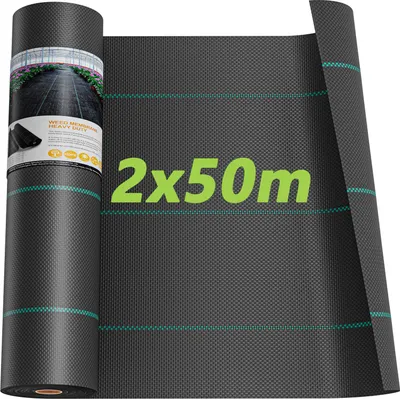 Image de Iropro 100m² de non-tissé anti-mauvaises herbes pour le jardin Film de protection Non-tissé de sol perméable à l'eau 90g/m², 2mx50m