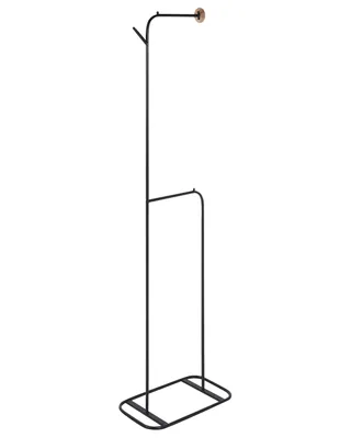 Produktbild von BELIANI Kleiderständer Schwarz Metall 171 cm Hoch Schmal mit 2 Haken Modern Industrie Design Flur Garderobe Schlafzimmer Ausstattung