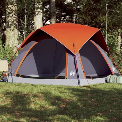 Produktbild von Möbel Campingzelt 4 Personen Grau und Orange Wasserdicht - Campingzelte &43476