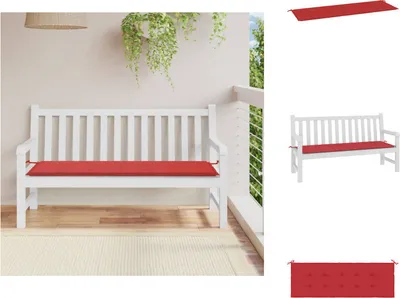 Immagine prodotto di vidaXL Cuscino per panchina da giardino rosso 150x50x3 cm Tessuto Oxford - Cuscino per seduta