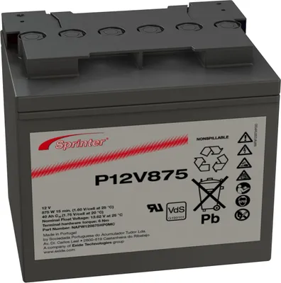 Produktbild von Exide Sprinter P12V875 12V 41Ah Blei-AGM Akku mit VdS