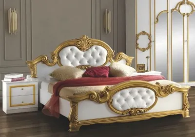 Produktbild von Polsterbett mit Strassteine Barocco 160x200 cm Weiß/Gold