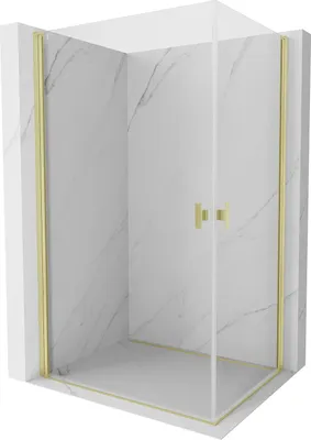 Produktbild von Mexen Mist-B Duo Duschkabine schwenkbar 95 x 80 cm, transparent, gebürstetes Gold - 8A2-095-080-55-00