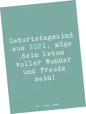 Produktbild von Mr. & Mrs. Panda Postkarte Spruch 2021 Geburtstag - Meeresbrise - Geschenk, Happy Birthday, Ansichtskarten, einzelkarte, Ansichtskarte, Alter, Wunder, Geburtstagsgeschenk