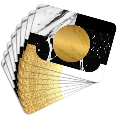 Produktbild von MG Design Set aus 8 Kork-Platzsets - Golden Marble 2 - 30 x 40 cm - hitzebeständig & abwischbar, mit Korkrückseite