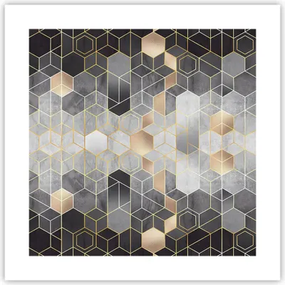 Produktbild von Poster - Poster ohne Rahmen - Geometrisch Abstraktion Sechsecke - 40x40 cm - Wand Bild - Wanddeko - Wandbilder - Kunstposter - Wandposter - Bilder - Kunstdruck - Wanddekoration - P2XAC40x40-4776