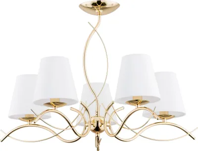 Image de Lustre Monza doré et blanc, 5 x E14 x 40 W, métal, dimensions : 47 x 70 x 70 cm, IP20, Alfa