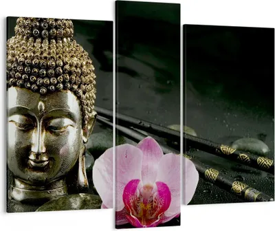 Produktbild von Bild auf Leinwand - Leinwandbild - Buddha Blume Stöcke - 95x80cm - Wand Bild - Wanddeko - Wandbilder - Leinwanddruck - Bilder - Kunstdruck - Wanddekoration - Leinwand bilder - Wandkunst - CB95x80-0145