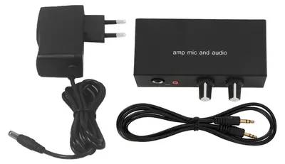 Produktbild von Stereo-Sound-Vorverstärker, Aluminium, 3 Ausgangsanschlüsse, 6,5 mm dynamisches Mikrofon, 3,5 mm Kondensatorschnittstelle, Kopfhörerverstärker, EU-Ste