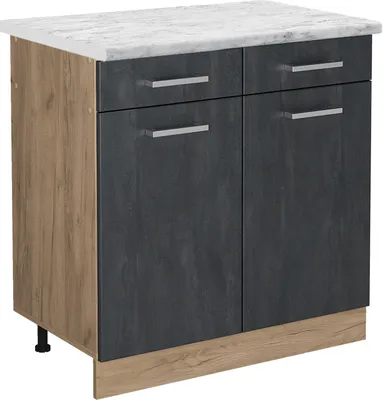 Produktbild von Küchenunterschrank Vicco R-Line Schwarz Beton 80 cm AP Marmor, Model 47526