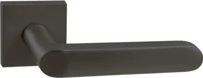 Produktbild von DOMINO Türgriff ohne Schlossrosette | quadratische Rosette | Türklinke für Zimmertür, Bürotür | Türbeschläge aus Aluminium  |Schwarz Türdrückergarnitur | DENVER-QR SLIM BLACK