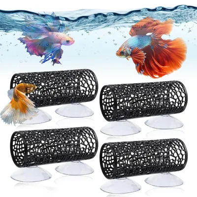 Produktbild von Aquariumhöhle Versteck Garnelenhöhle - 4 x 10 cm - Mit Saugnäpfen - Hohle Tunnel für kleine Fische