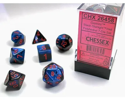 Produktbild von Chessex 7-Würfelset Gemini Polyhedral Black-Starlight/Red