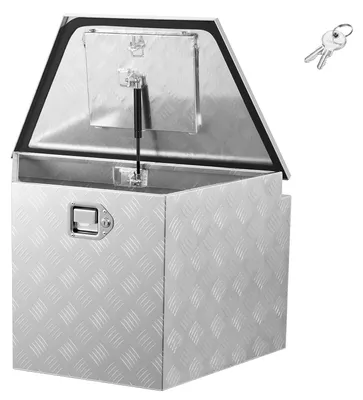 Immagine prodotto di VEVOR Cassetta da timone Truckbox 737 x 410 x 457 mm in alluminio, cassetta porta attrezzi con capacità di carico di 50 kg, dotata di serratura e chiavi, cassetta da rimorchio per pianali di pick-up, camper, SUV e fuoristrada, argento