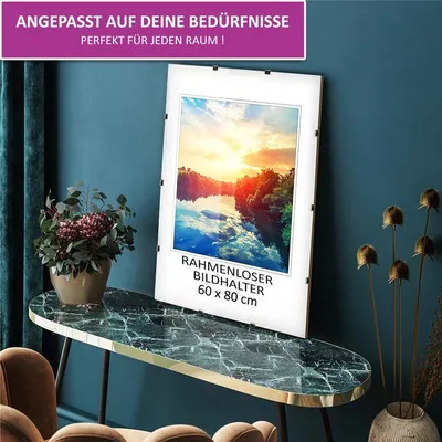 Obrázok produktu pre MG Design Bezrámový obrazový rám, klip rám 60 x 80 cm - s klipmi, akrylové sklo, HDF doska - na vertikálne alebo horizontálne zavesenie/stojan