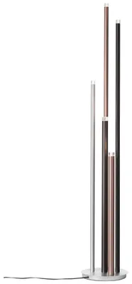 Produktbild von BRILLIANT Lampe Cembalo LED Standleuchte 5flg alu/schwarz/braun | 5x 4W LED integriert, 362lm, 3000K | Mit Fußdimmer stufenlos dimmbar | Energiesparend und langlebig durch LED-Einsatz