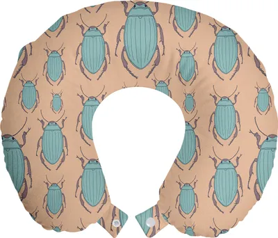 Produktbild von ABAKUHAUS Entomologie Reisekissen Nackenstütze, Grafische Insekten-Layout, Schaumstoff Reiseartikel für Flugzeug und Auto, 30x30 cm, Seafoam Mauve Taupe