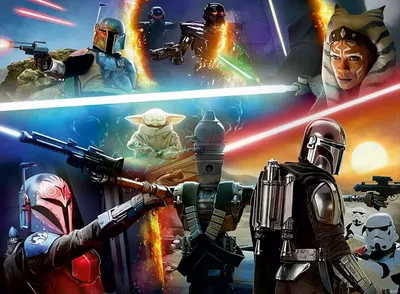 Image de Ravensburger, Puzzle Premium 300 pièces XXL Softclick Tir croisé Star Wars The Mandalorian, Coloré