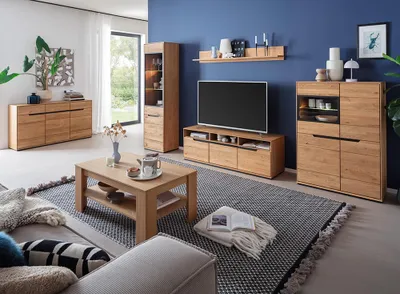 Produktbild von Wohnmöbel Set in Eiche teilmassiv mit Couchtisch, Sideboard & LED-Beleuchtung, 6-teilig - AVESTA-06