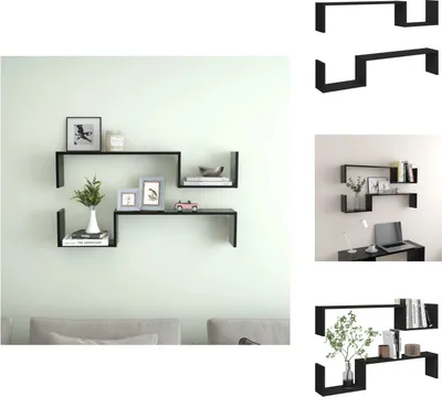 Image de vidaXL Étagères murales 2 pièces noir 100x15x20 cm Bois composite - Étagères murales