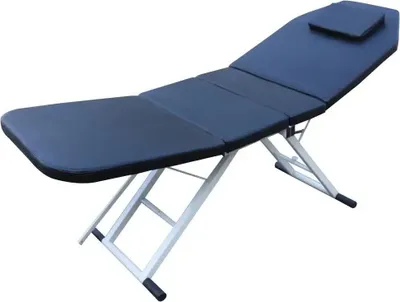 Obrázok produktu pre Masážny stôl – masážny stôl – trojdielny – skladací – 182 x 60 cm – pevná výška 60 cm – PVC poťah – 22 kg – čierny