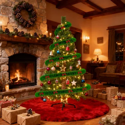 Produktbild von YZNAHRE Weihnachtsgirlande 15m Künstliche Grün Tannengirlande mit Bogen Weiche Girlande und 40 Rote Schleife für Weihnachtsdeko Weihnachten Deko Innen Außen, Dunkelgrün