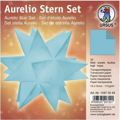Produktbild von Faltblätter Aurelio Stern Transparentpapier 115g/qm 15x15cm 33 Blatt petrol