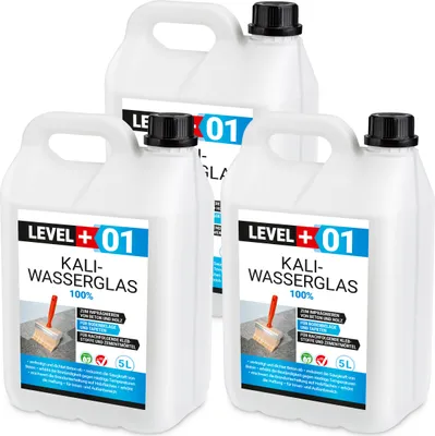 Produktbild von Kaliwasserglas 15L Pur Betonversiegelung Holzschutz Imprägnierung Grundierung Verfestung Unverdünnt Level+ RM01