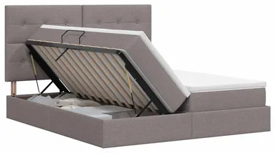 Obrázek produktu pro vidaXL Úložná postel s čelem taupe 200 x 200 cm látka