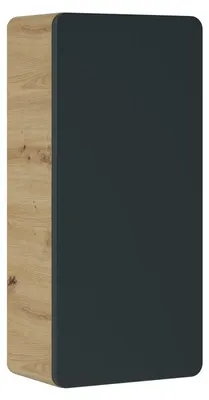 Productafbeelding van Meubel voor badkameropslag ERBANO - 1 deur - 35x75 cm - Licht eiken en antracietgrijs