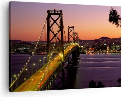Produktbild von Bild auf Leinwand - Leinwandbild - Brücke Fluss Landschaft - 70x50cm - Wand Bild - Wanddeko - Leinwanddruck - Bilder - Kunstdruck - Wanddekoration - Leinwand bilder - Wandkunst - AA70x50-0120