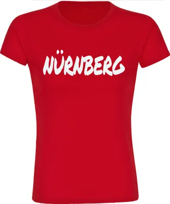 Produktbild von multifanshop Damen T-Shirt - Nürnberg - Textmarker, rot, Größe L